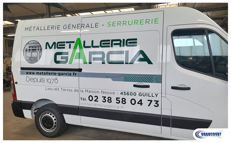 Véhicule en lettrage sur vinyle adhésif pour Métallerie Garcia