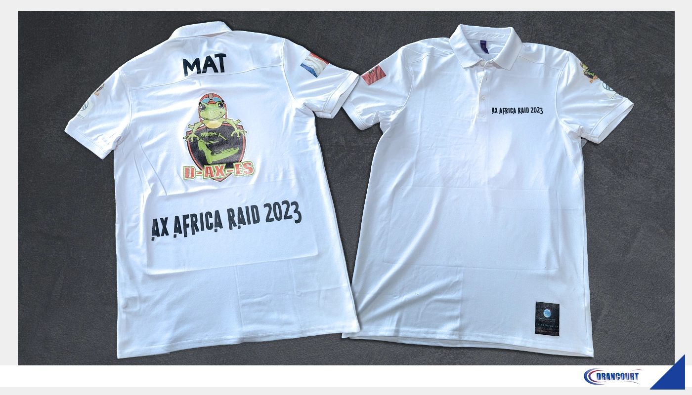 Conception Vêtement Personnalisé. Polo pour Ax Africa Raid 2023