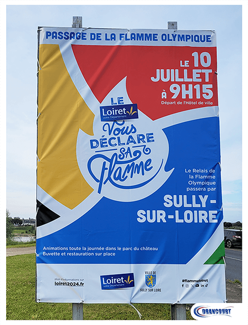 Banderole passage de la flamme Olympique à Sully-sur-Loire