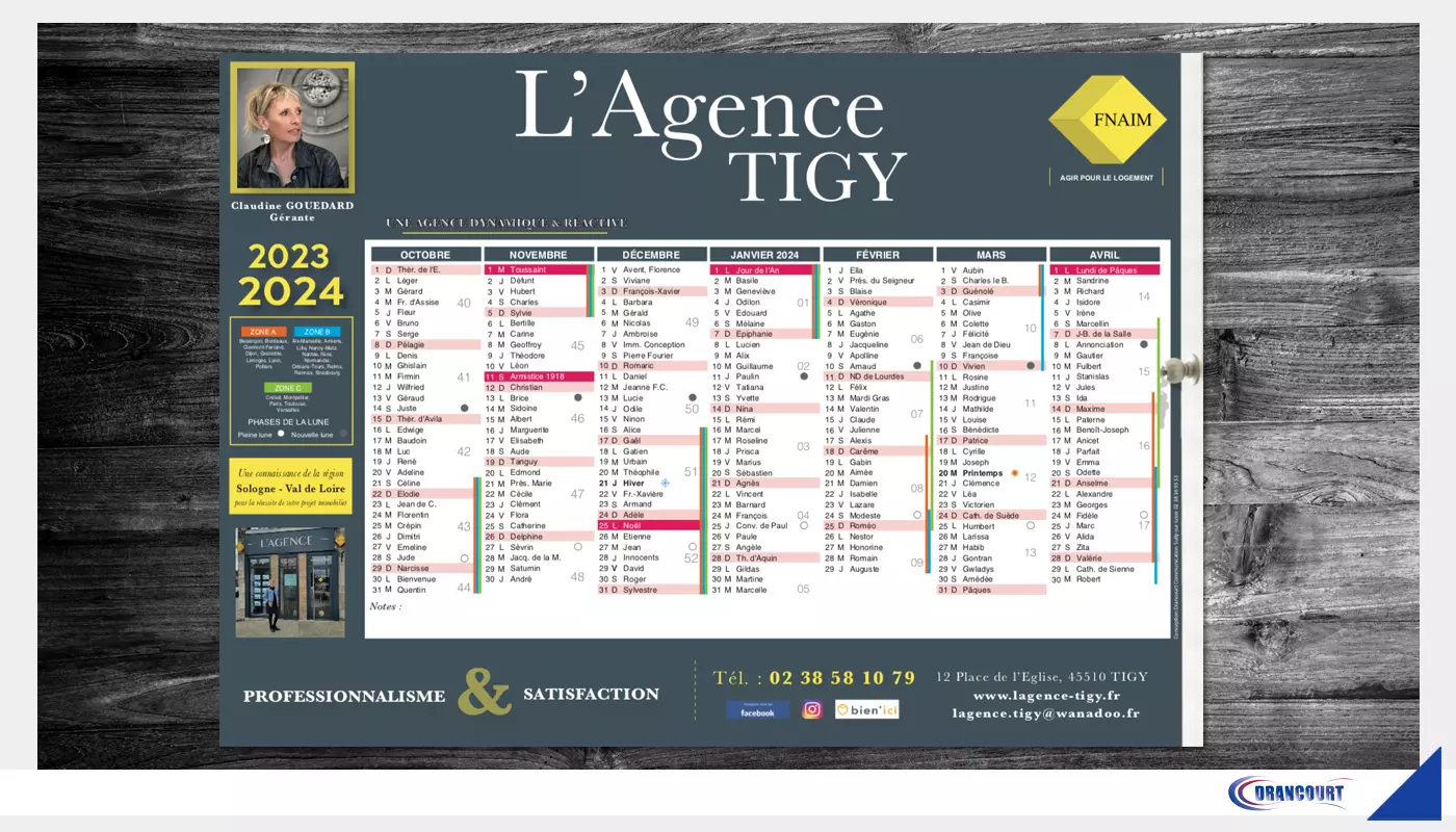 Calendrier Personnalisé. Agency Tigy.