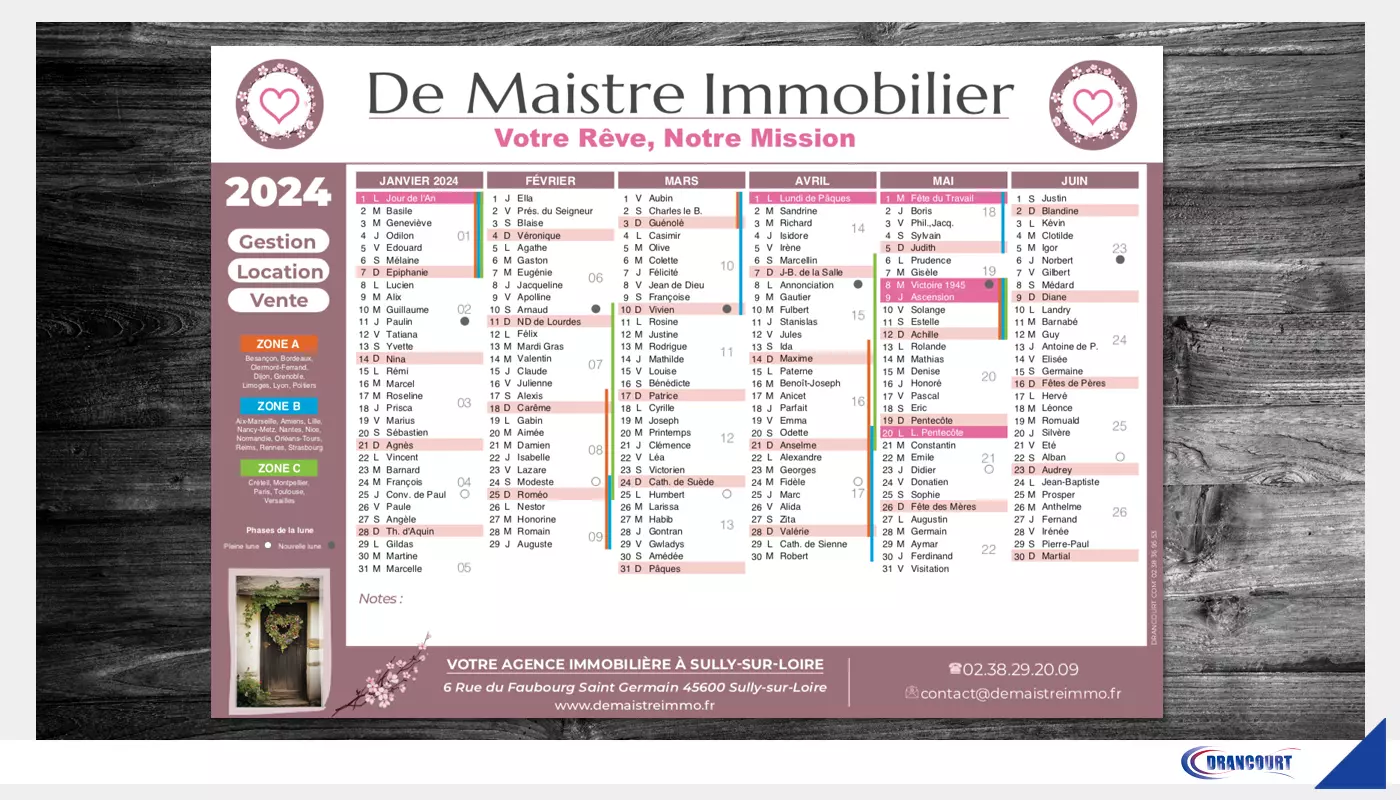 Calendrier Personnalisé De Maistre Immobilier