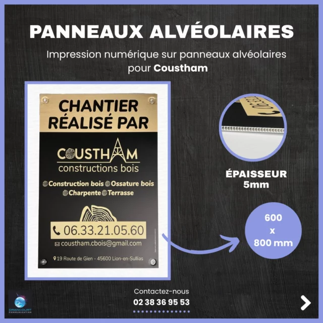 📣📦 Panneaux alvéolaires personnalisés pour 𝗖𝗼𝘂𝘀𝘁𝗵𝗮𝗺, 𝗚𝘂𝗶𝗹𝗹𝗮𝘂𝗺𝗲 𝗙𝗹𝗲𝘂𝗿𝘆 𝗲𝘁 𝗹𝗲𝘀 𝗕𝗿𝗮𝘀𝘀𝗲 𝗕𝗼𝘂𝗶𝗹𝗹𝗼𝗻

Vous êtes commerçant, artisan, entrepreneur, ou membre d'une collectivité ?
Nos panneaux alvéolaire personnalisés sont la solution idéale pour valoriser votre activité, attirer l’attention, et communiquer vos offres ou services de façon claire et impactante.

🛠️ Format sur mesure
🛠️ Personnalisation complète
🛠️ Convient à un usage intérieur et extérieur
🛠️ Fixation facile avec les oeillets

#panneaux #panneauxalvéolaires #panneauxpersonnalisés #publicité #panneauxpublicitaire #alvéolaires #impression #impressionnumérique #loiret #orléans #sullysurloire #centrevaldeloire #communication #drancourtcommunication