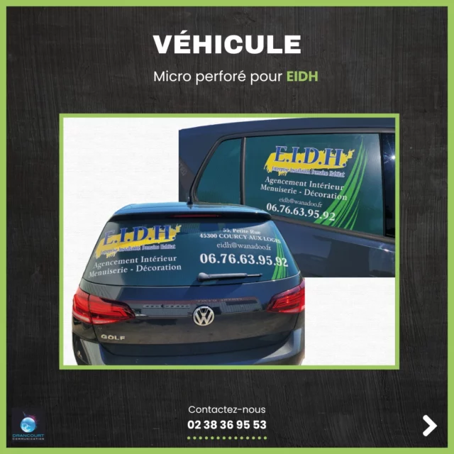 🚗 Vinyle micro perforé pour 𝗘𝗜𝗗𝗛 𝗲𝘁 𝗦𝗻𝗮𝗰𝗸 𝗧𝗶𝗺𝗲 !

📢 Transformez vos véhicules en support publicitaire mobile
 
✅ Visibilité maximale de votre logo et de vos coordonnées
✅ Respect de la visibilité intérieure depuis l’habitacle
✅ Installation rapide sur vitres (voitures, utilitaires…)
✅ Communication mobile 24h/24

Merci à 𝗘𝗜𝗗𝗛 𝗲𝘁 𝗦𝗻𝗮𝗰𝗸 𝗧𝗶𝗺𝗲 pour leur confiance ! 🙏

#véhicule #véhiculepersonnalisé #microperforé #communication #pub #publicité #utilitaires #personnalisé #personnalisation #loiret #centrevaldeloire #sullysurloire #drancourt #drancourtcommunication