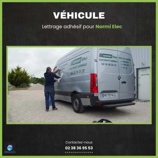 🚗 Lettrage adhésif pour 𝗡𝗼𝗿𝗺𝗶 𝗘𝗹𝗲𝗰 🟢 
🔥 Boostez la visibilité de votre entreprise partout où vous allez ! 

🤝 Votre véhicule est bien plus qu’un moyen de transport : c’est un support de communication mobile puissant.
🚘 Grâce au lettrage adhésif personnalisé, transformez votre voiture, utilitaire ou camion en publicité roulante 24h/24.

✅ Affichez clairement votre logo, vos coordonnées et votre activité
✅ 100% personnalisé (polices, couleurs, pictos,…)
✅ Pose soignée sur tous types de véhicules

☎️ Contactez-nous pour plus d'informations ! 02.38.36.95.53

Merci à 𝗡𝗼𝗿𝗺𝗶 𝗘𝗹𝗲𝗰 pour sa confiance 🙏

#véhicule #véhiculepersonnalisée #lettrage #lettragevéhicule #camion #voiture #lettrageadhésif #normielec #publicité #communication #logo #design #graphisme #loiret #centrevaldeloire #orléans #drancourt #drancourtcommunication