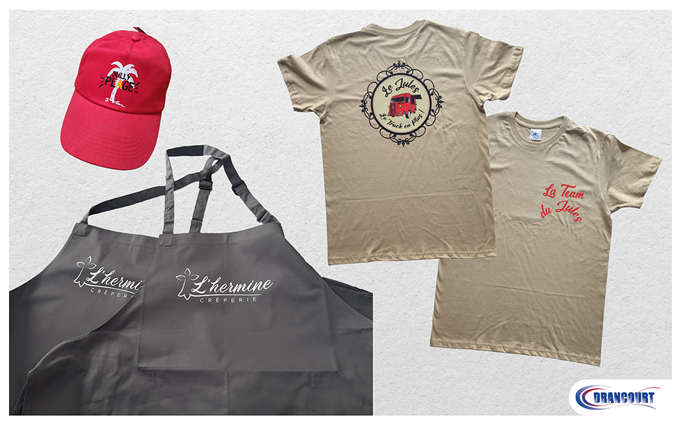 Vêtements personnalisés pour restaurants : L'Hermite et Le Jules + Casquette Sully Plage